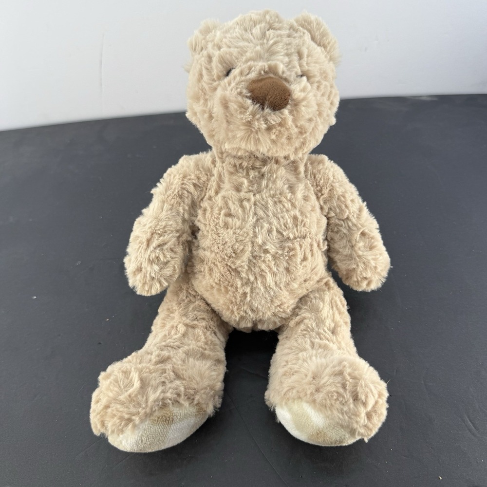 HTF Chickpea 12" Creamy Tan Plush Bear EUC Plaid Feet - Picture 1 of 8